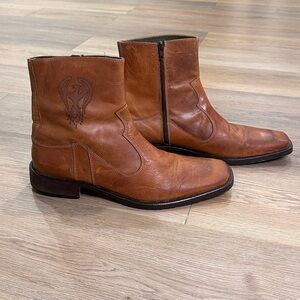 Sketchers Vero Cuoio Men’s Leather Ankle Boots Sz 13 Brown Dragon Made In Italy